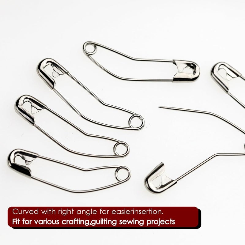 MASONEE 100 Pack Curved Safety Pins for Quilting Basting Pins 38mm/1.5inch Quilting Safety Pins Stainless Steel Quilting Pins - Image 5